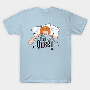 Funny Nap Queen Cartoon Redhead // Sleepy Girl T-Shirt